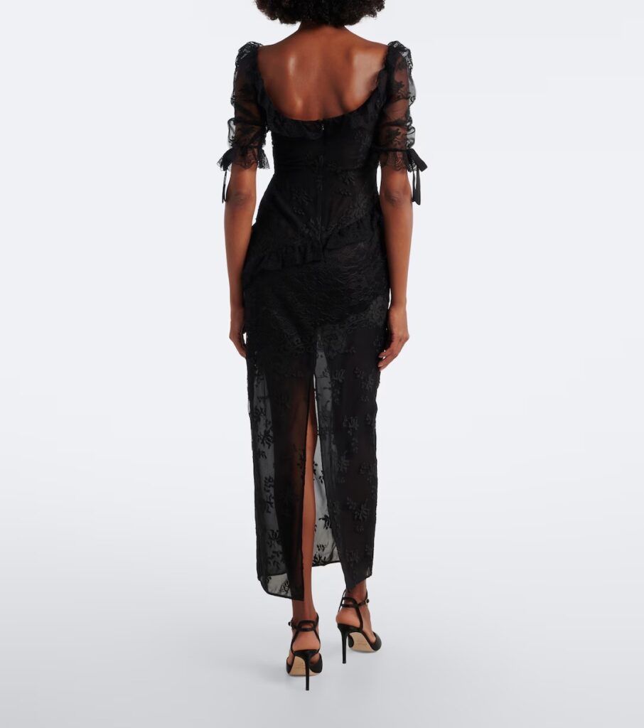 Bow-detail Cotton-blend Lace Midi Dress Full Size Image 3