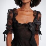 Bow-detail Cotton-blend Lace Midi Dress Thumbnail 5