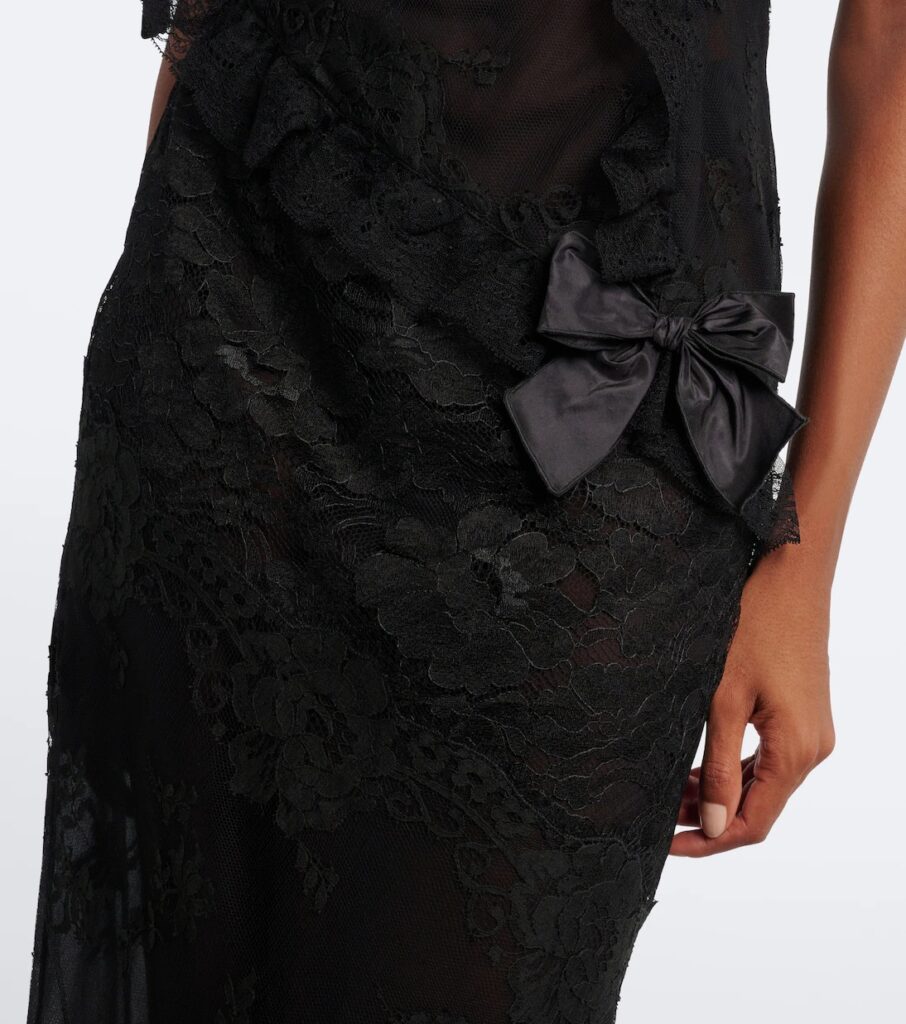 Bow-detail Cotton-blend Lace Midi Dress Full Size Image 6