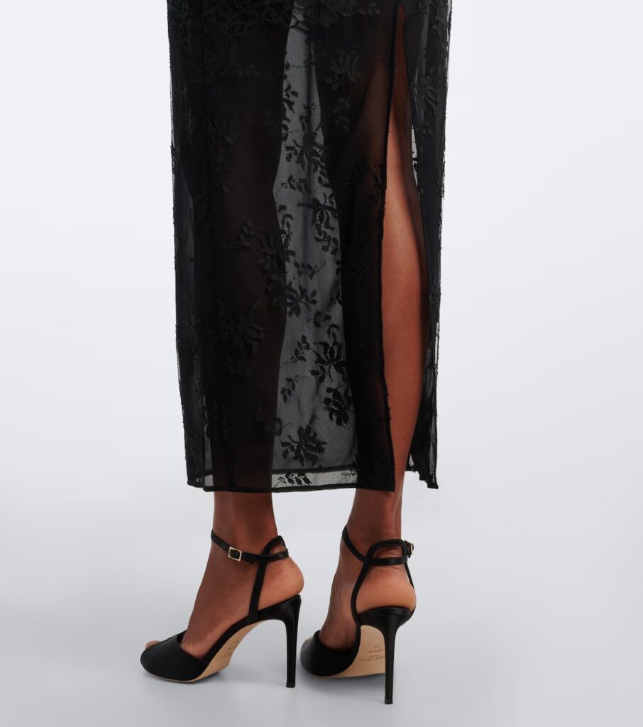 Bow-detail Cotton-blend Lace Midi Dress Full Size Image 2