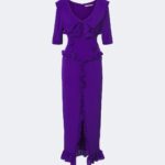 Ruffled Silk Crepe De Chine Midi Dress Thumbnail 3