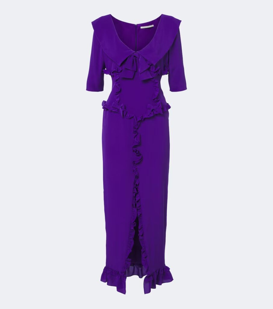 Ruffled Silk Crepe De Chine Midi Dress Full Size Image 3