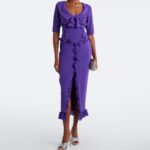 Ruffled Silk Crepe De Chine Midi Dress Thumbnail 1