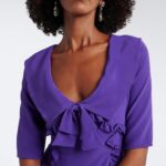 Ruffled Silk Crepe De Chine Midi Dress Thumbnail 4