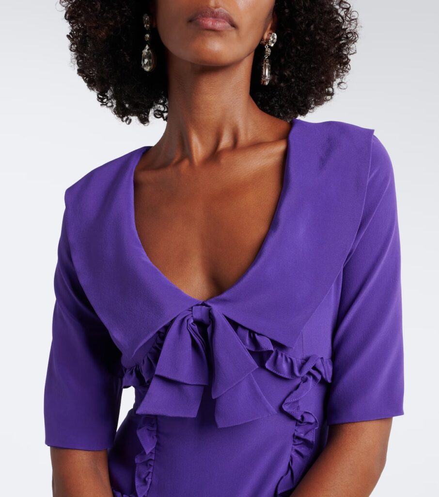 Ruffled Silk Crepe De Chine Midi Dress Full Size Image 4