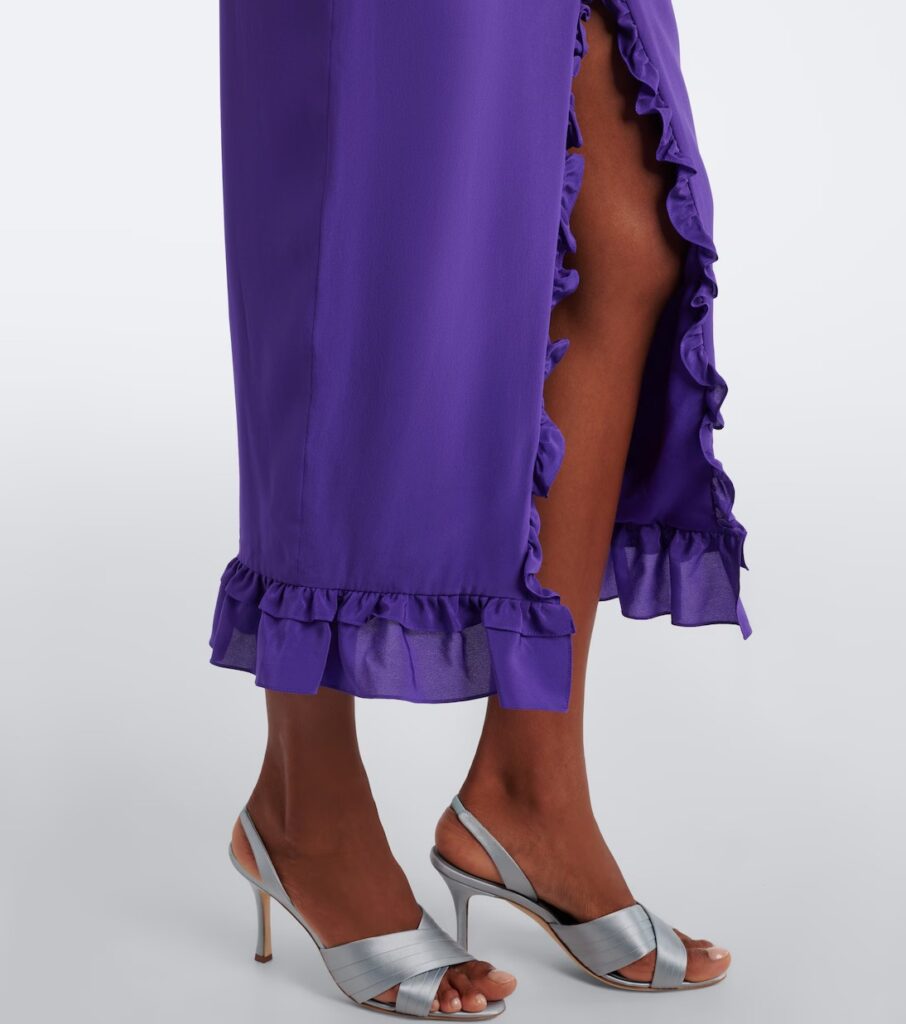Ruffled Silk Crepe De Chine Midi Dress Full Size Image 5