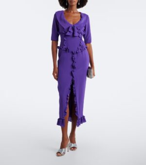 ALESSANDRA RICH Ruffled Silk Crepe De Chine Midi Dress