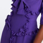 Ruffled Silk Crepe De Chine Midi Dress Thumbnail 6