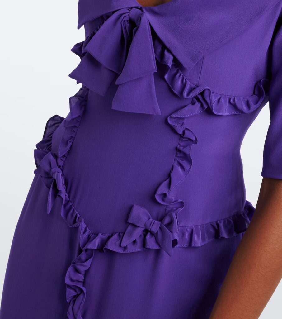 Ruffled Silk Crepe De Chine Midi Dress Full Size Image 6