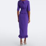 Ruffled Silk Crepe De Chine Midi Dress Thumbnail 2