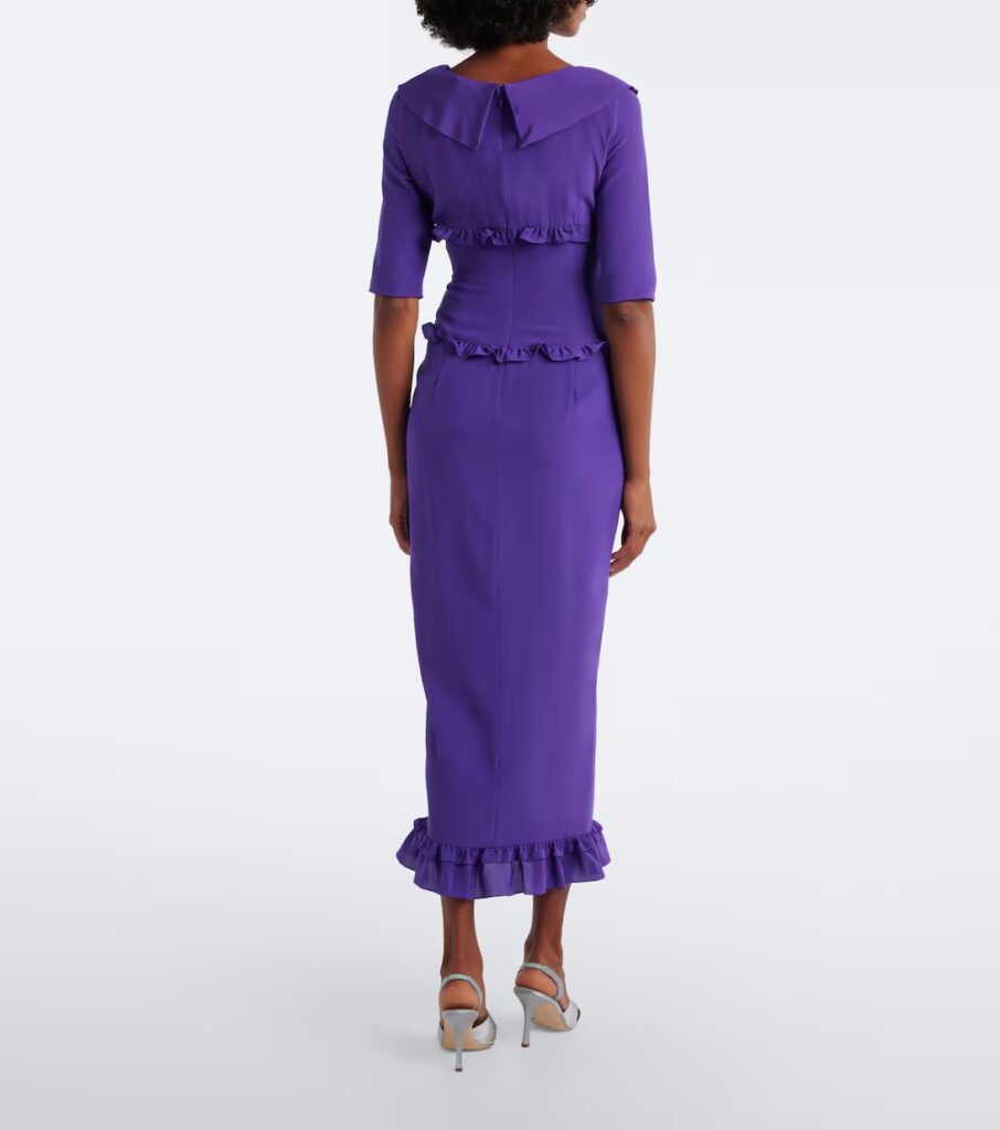 Ruffled Silk Crepe De Chine Midi Dress Full Size Image 2