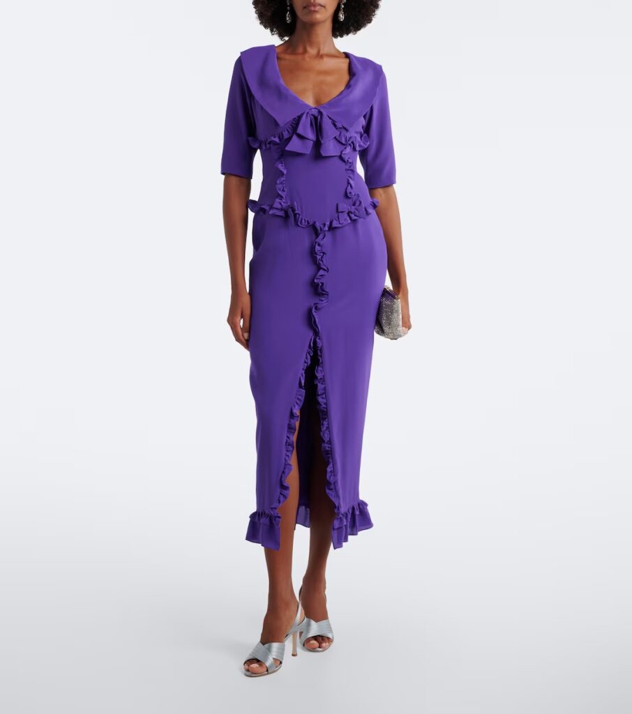 Ruffled Silk Crepe De Chine Midi Dress Full Size Image 1