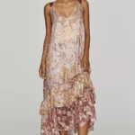 Tie-back Ruffle-hem Midi Dress Thumbnail 1