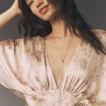 Amelia Deep-V Flutter-sleeve Satin A-line Gown Thumbnail 4