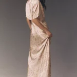 Amelia Deep-V Flutter-sleeve Satin A-line Gown Thumbnail 2