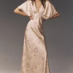 Amelia Deep-V Flutter-sleeve Satin A-line Gown Thumbnail 1