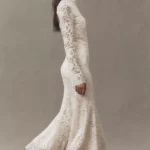 Long-sleeve Mock-neck Stretch Lace Maxi Dress Thumbnail 2