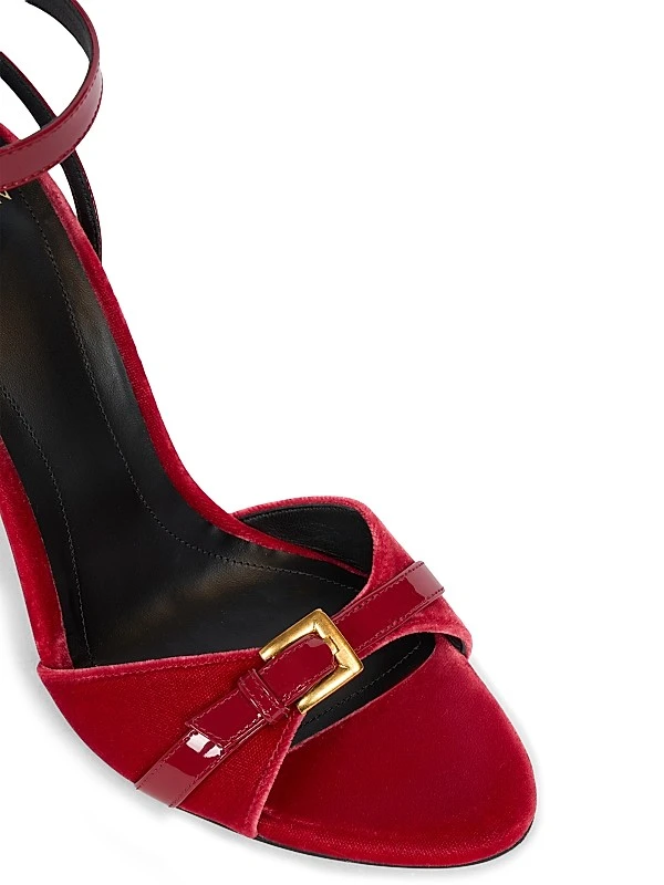 Anthem 95 Buckle-detail Leather & Velvet Sandals Full Size Image 4