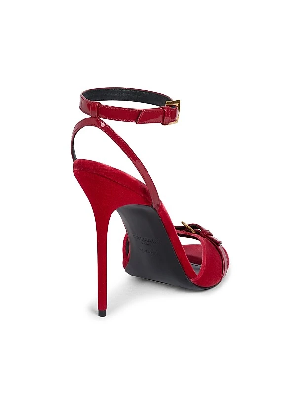 Anthem 95 Buckle-detail Leather & Velvet Sandals Full Size Image 2