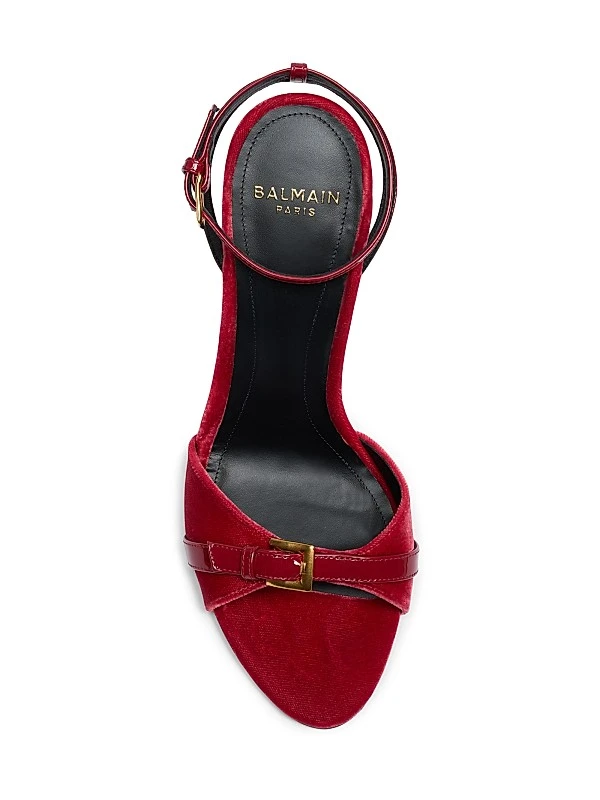 Anthem 95 Buckle-detail Leather & Velvet Sandals Full Size Image 3