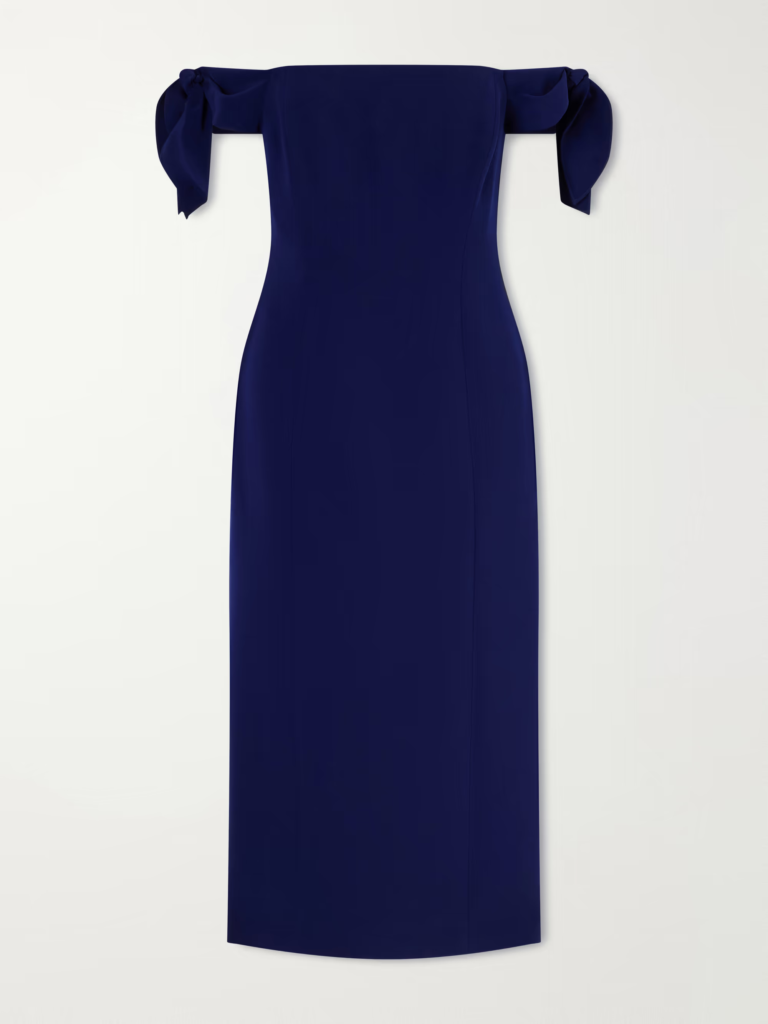 Off-the-shoulder Crepe Midi Dress Full Size Image 4