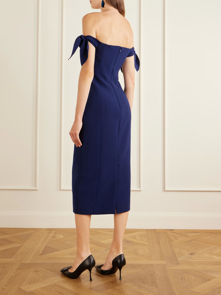 Off-the-shoulder Crepe Midi Dress Full Size Image 2