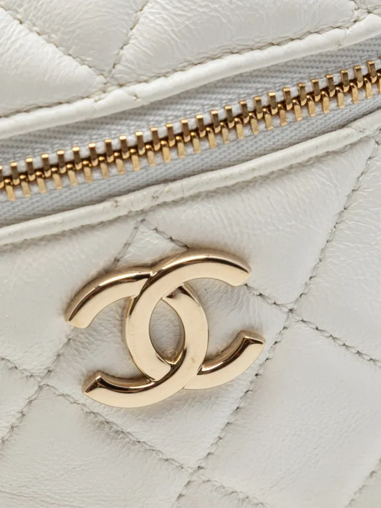 2021 CC Quilted Lambskin Cube Zip Clutch with Chain Vanity Bag Full Size Image 4