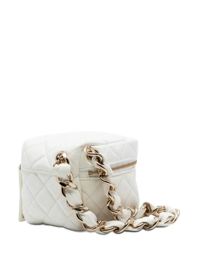 2021 CC Quilted Lambskin Cube Zip Clutch with Chain Vanity Bag Full Size Image 2