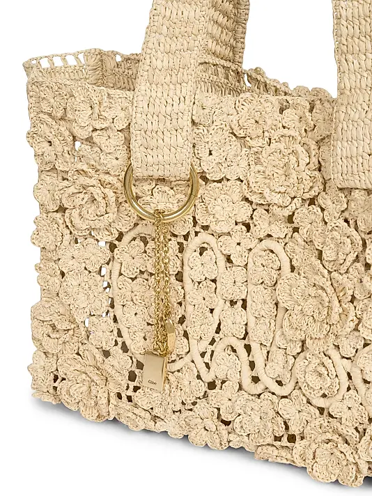 Summer Banana Small Floral Raffia Tote Bag Full Size Image 5