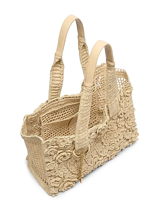 Summer Banana Small Floral Raffia Tote Bag Full Size Image 4