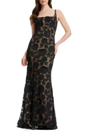 DRESS THE POPULATION Lorena Applique Mermaid Gown