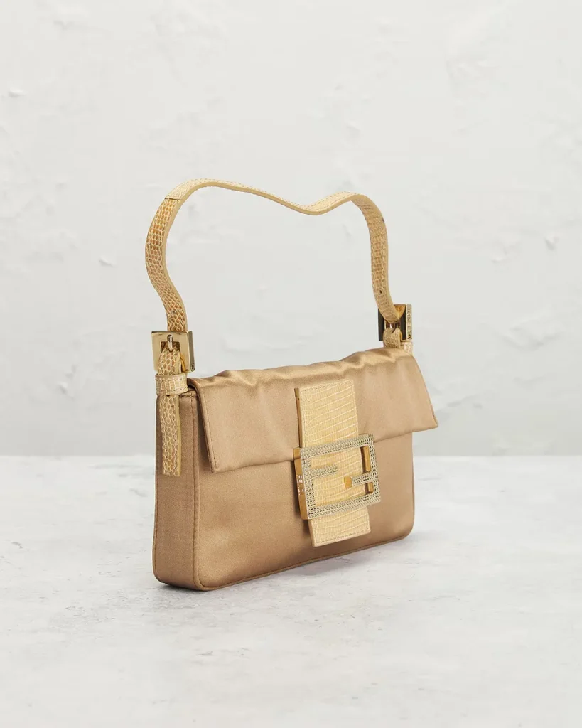 Crystal Embellished Satin Mini Baguette Shoulder Bag Full Size Image 4