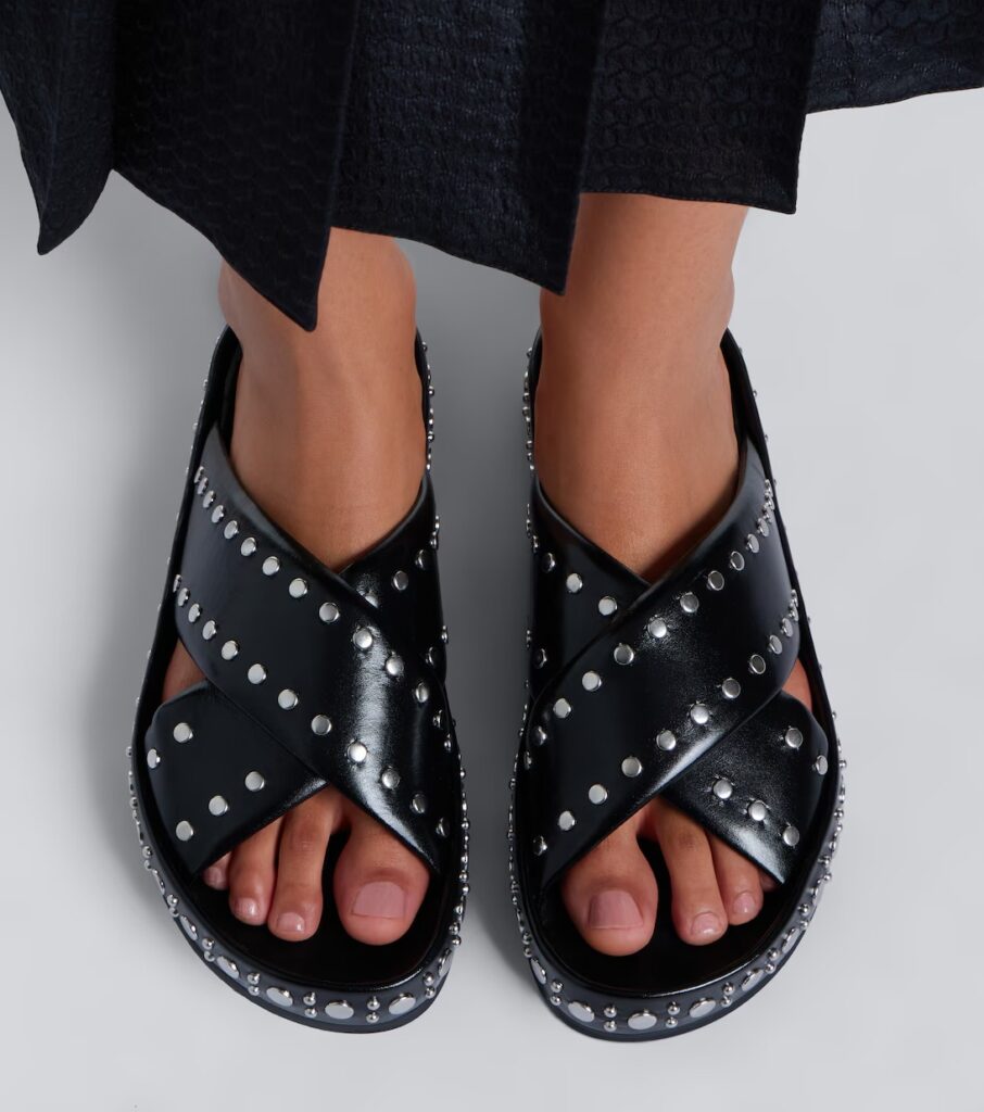 Studded Leather Slides Full Size Image 4