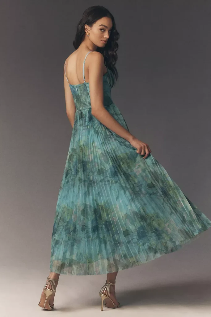 Amara Corset Pleated Tulle Fit & Flare Midi Dress Full Size Image 3