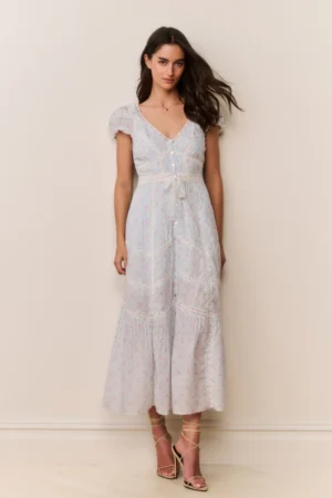LOVESHACKFANCY Aurela Floral Cotton Midi Dress