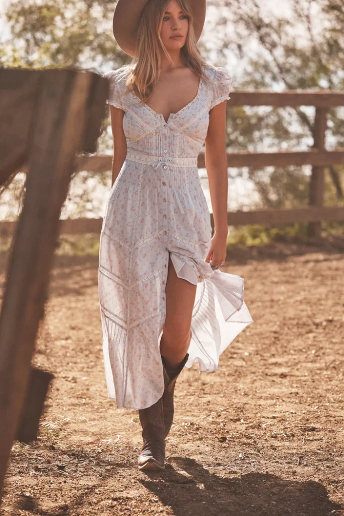 Aurela Floral Cotton Midi Dress Full Size Image 2