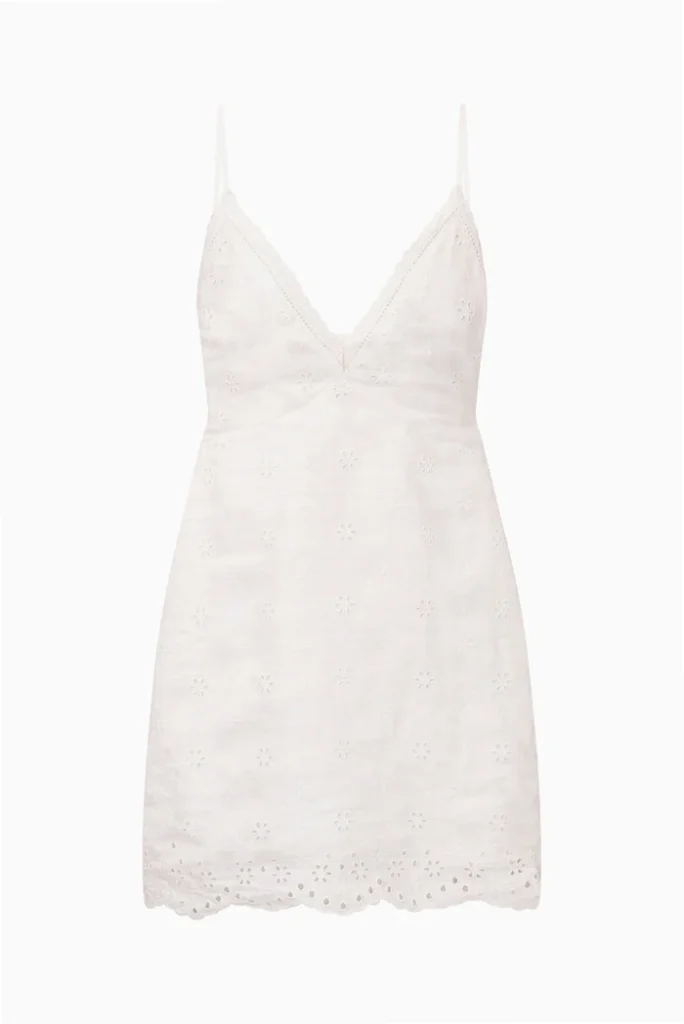 Becklyn Eyelet Linen Mini Dress Full Size Image 3