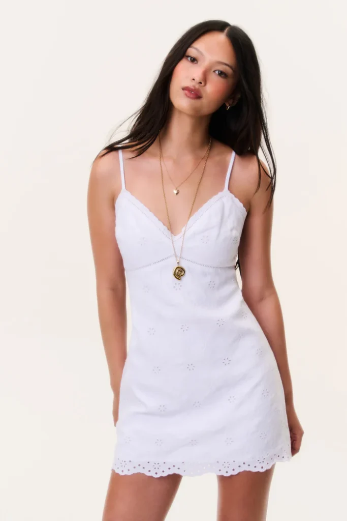 Becklyn Eyelet Linen Mini Dress Full Size Image 2