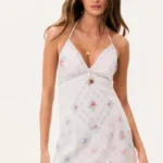Elira Embroidered Patchwork Mini Dress Thumbnail 1