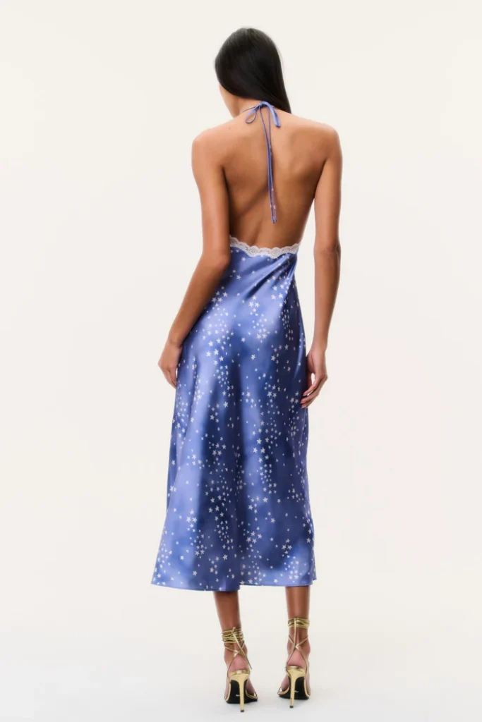 Evania Star Print Midi Slip Dress Full Size Image 3