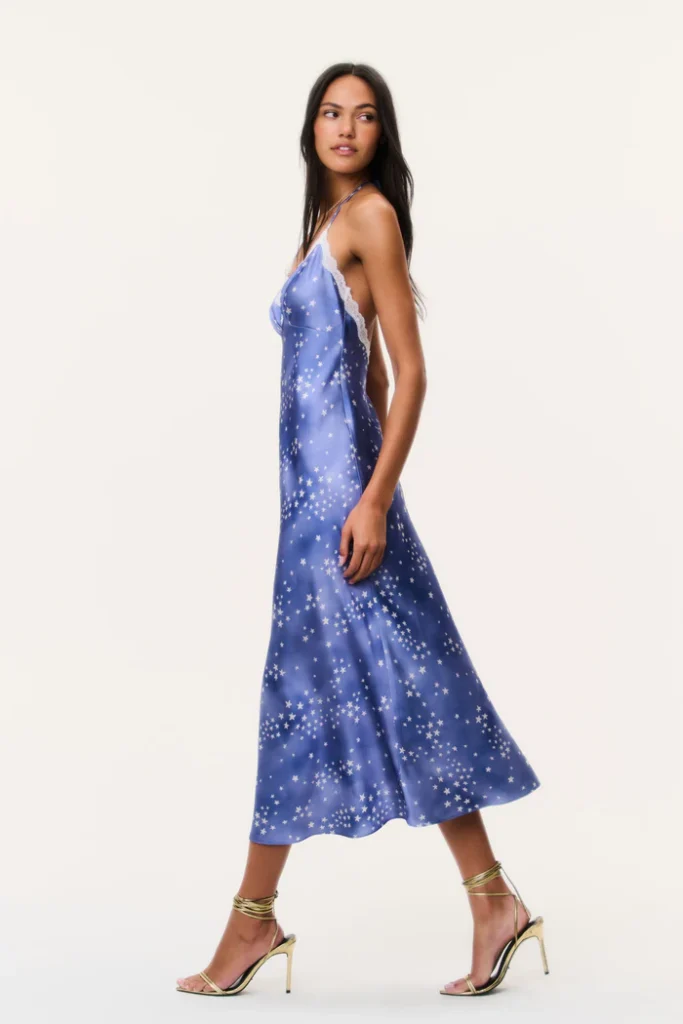 Evania Star Print Midi Slip Dress Full Size Image 5