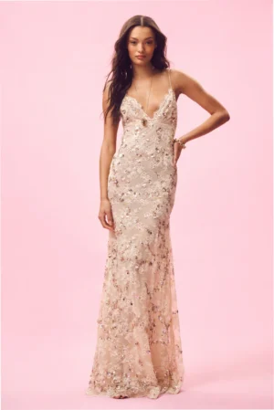 LOVESHACKFANCY Innes Sequin Lace Gown