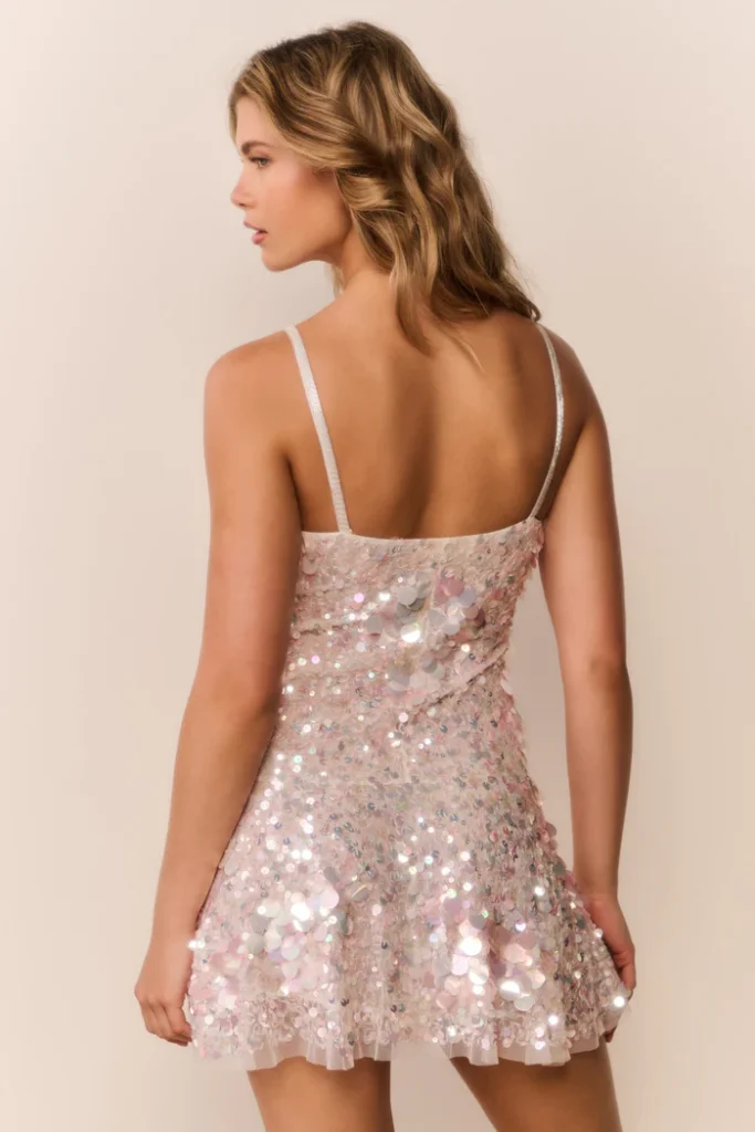 Liria Vanilla Blush Sequin Mini Dress Full Size Image 3