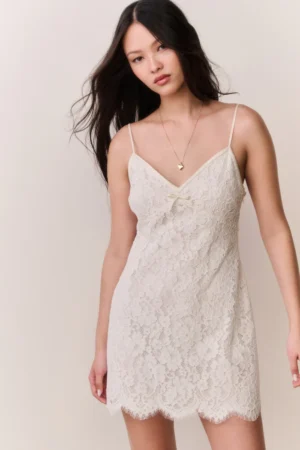 LOVESHACKFANCY Petaline Lace Mini Dress