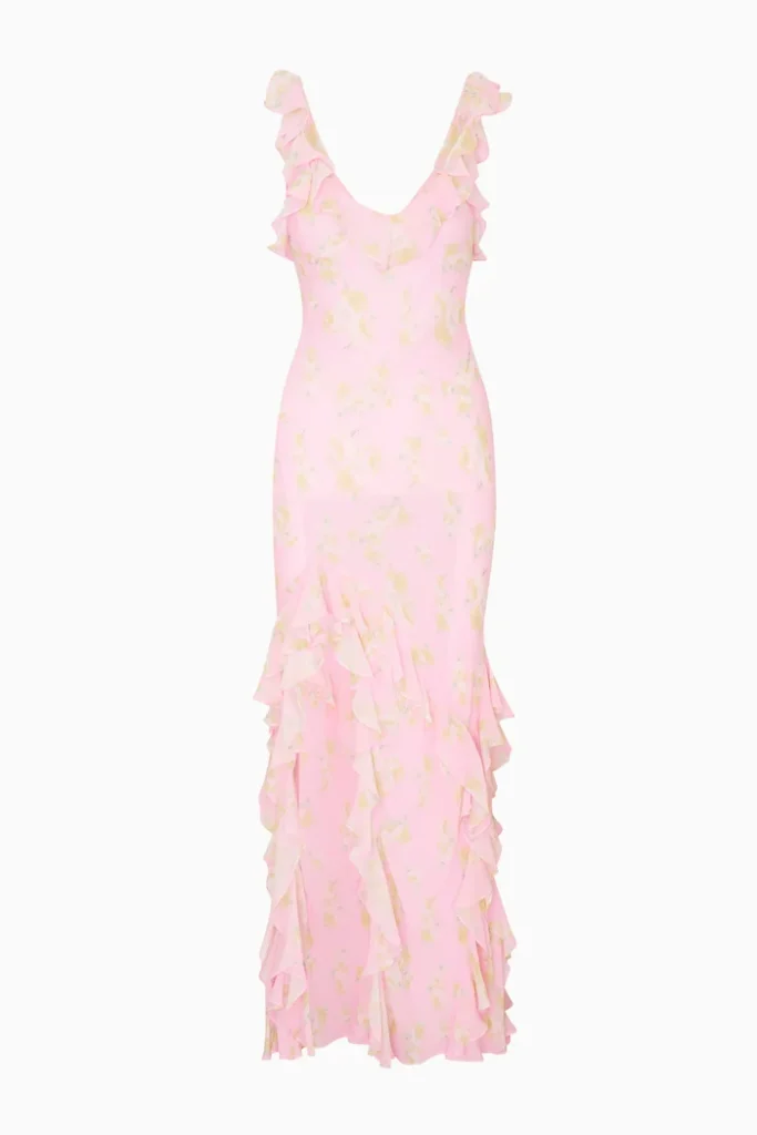 Roseline Floral Chiffon Maxi Dress Full Size Image 3