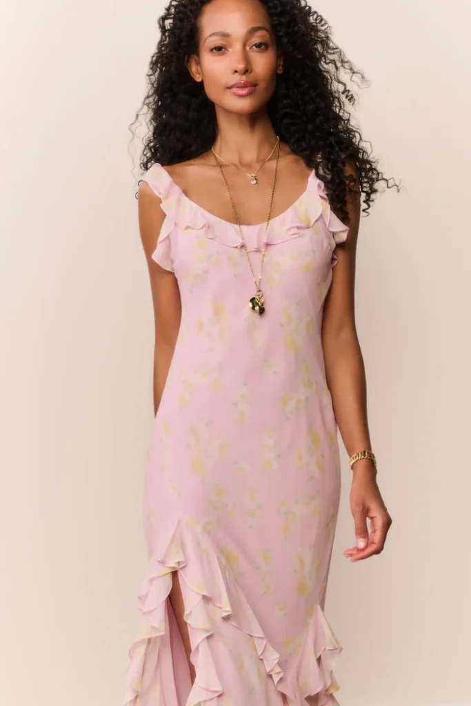 Roseline Floral Chiffon Maxi Dress Full Size Image 2