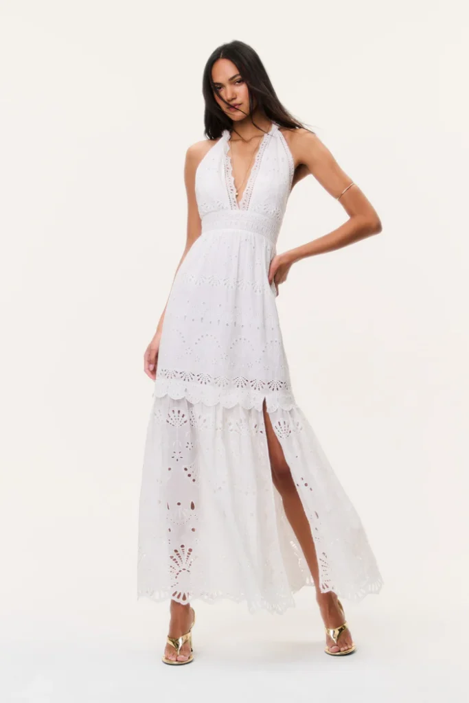 Trix Eyelet Halter Maxi Dress Full Size Image 3