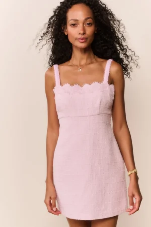 LOVESHACKFANCY Willamina Lace Tweed Mini Dress