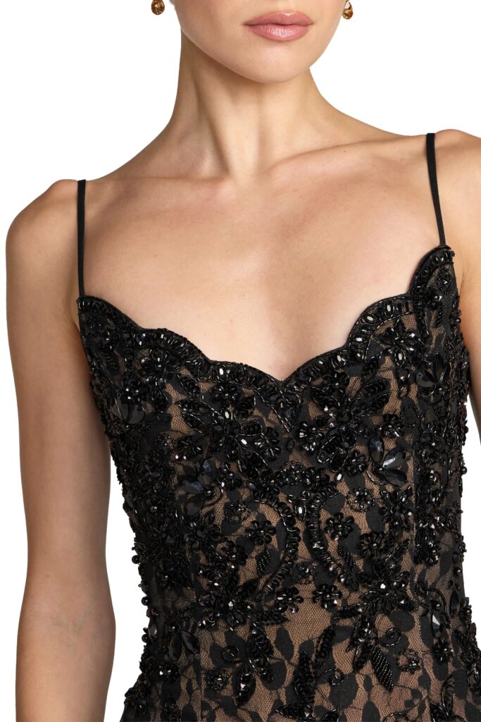 Embellished Sleeveless Sweetheart Neck Gown Full Size Image 3