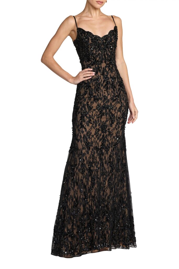 Embellished Sleeveless Sweetheart Neck Gown Full Size Image 1